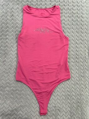 Women's Hot Pink Bodysuit with Crystal Accent